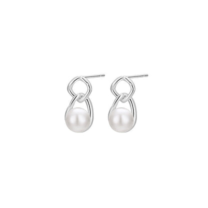 S999 Sterling Silver Pure Silver Light Luxury Stud Earrings Pearl Natural Freshwater